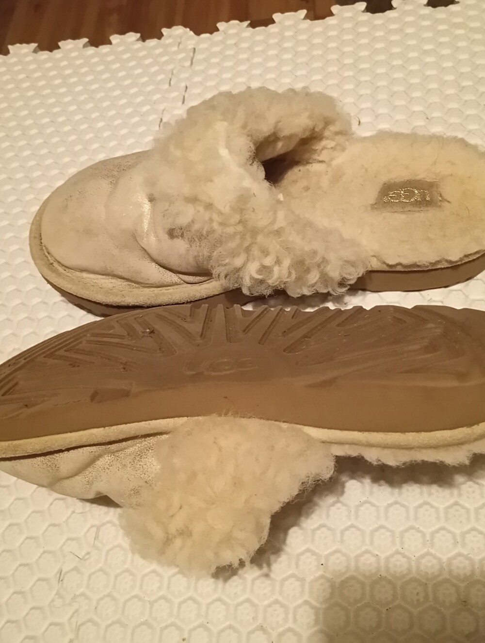 UGG Cream Shearling Slide Slippers